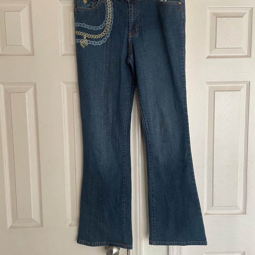 VTG Rocawear label flame pocket blue Jean size 14 EUC